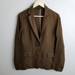 Lands' End 100% linen brown blazer Womens Size 12